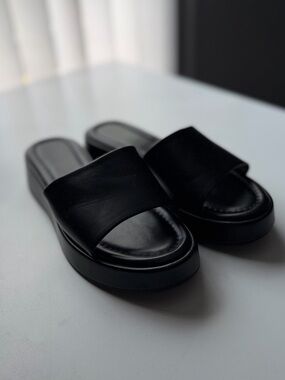 a new day Black Wide-Band Slide Sandals